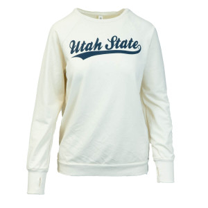 White Utah State Script Crew Sweatshirt